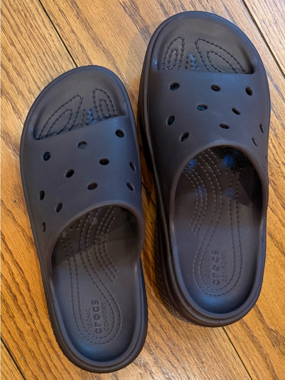 NWOT Crocs Stomp Mules, Brown - Picture 2 of 5